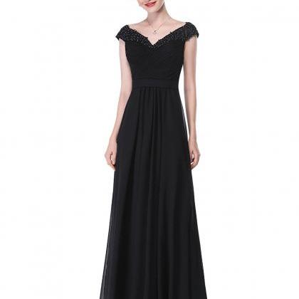 Gorgeous Black Long Chiffon Mother Of The Bride..