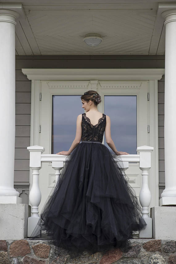 black colour ball gown